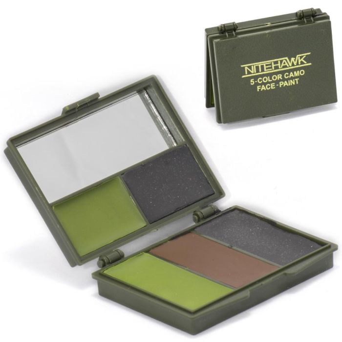 Camouflage GI/Army/Military 5 Colour Face Paint Set With Mirror & Case Dress Up 