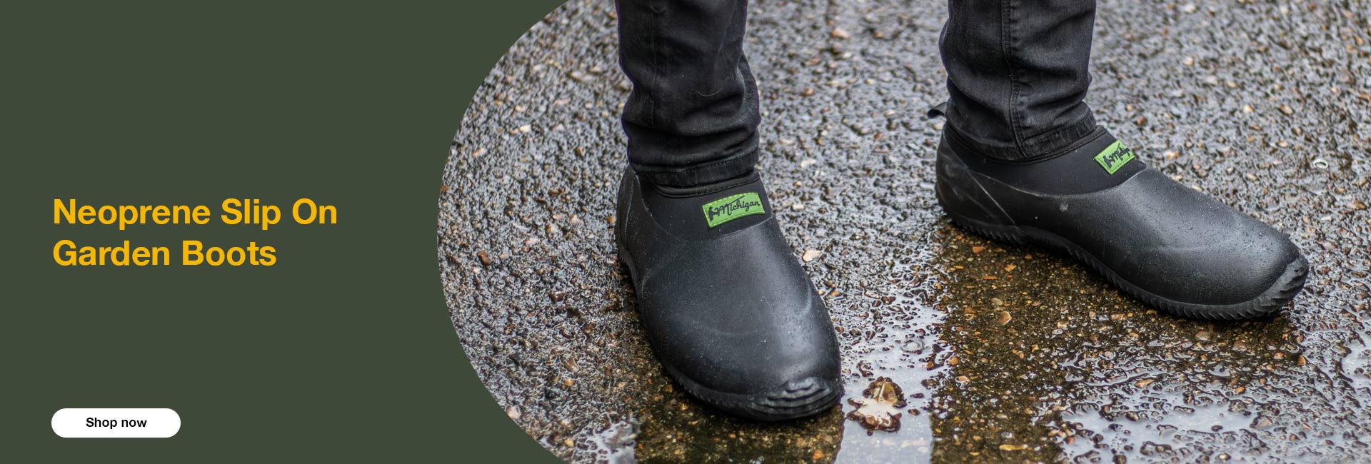 Michigan Black Neoprene Garden Boots Slip On Waterproof Outdoor Shoe